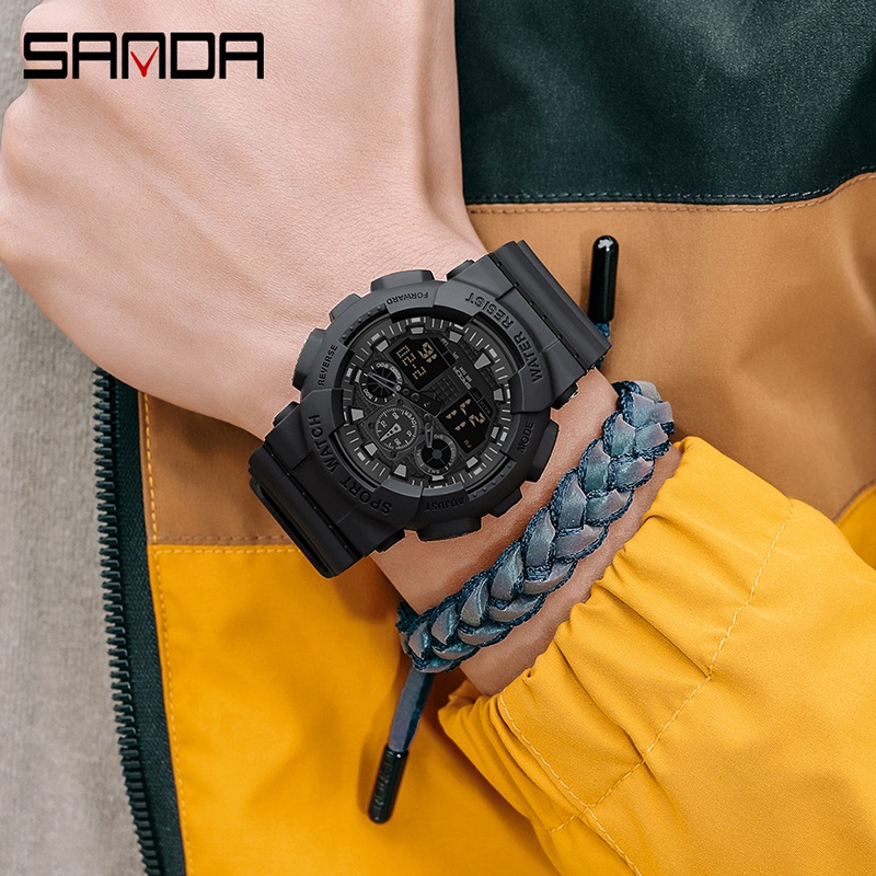 SANDA 3099 Jam Tangan Pria Digital Analog Tali Rubber Chronograph Anti Air WATCHKITE WKOS