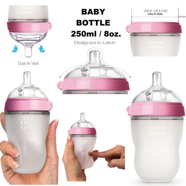 COMOTOMO TWIN PACK PINK 250 ML BABY BOTTLE