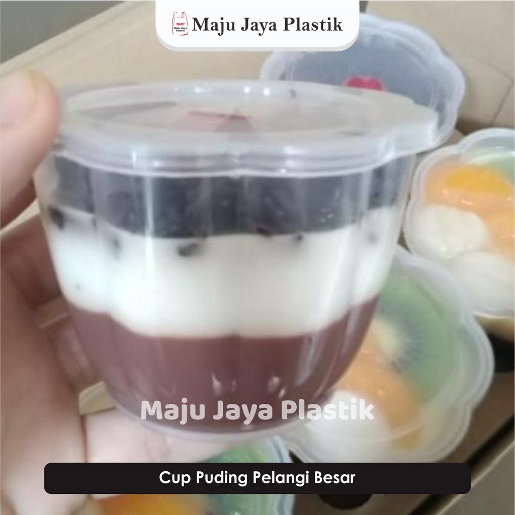 Cup Puding Plastik Tebal 100 ml & 200 ml Pelangi Isi 24pcs - Gelas Jelly Agar, Puding Kecil Besar
