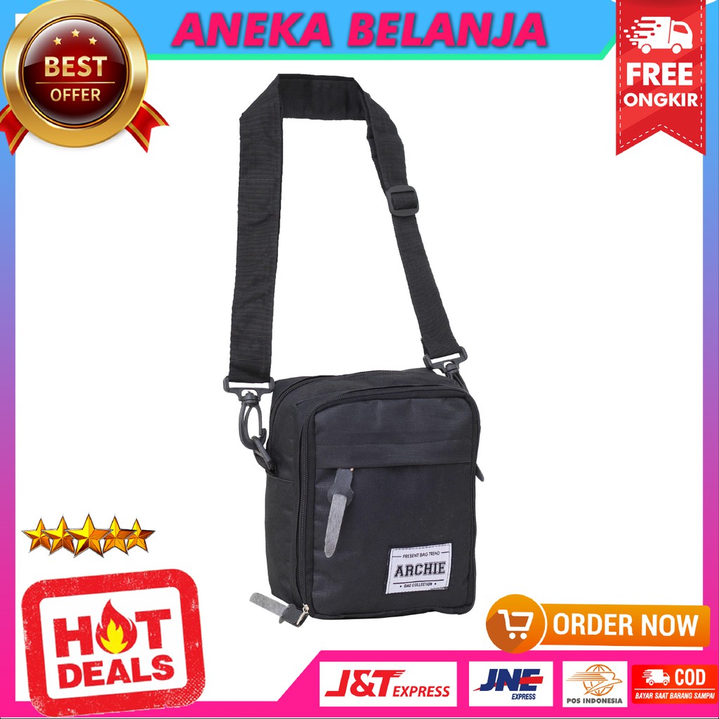 Tas Selempang Archie Kecil Warna Hitam Tas Selempang Pria Murah Berkualitas Cocok Untuk Hangout