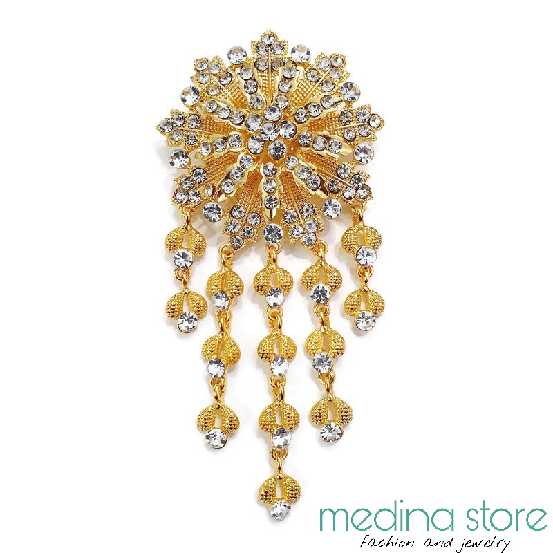 Bros Kebaya Mewah/Bros Besar Elegant/Bros Jurai/Bros Cantik Mewah Murah/Bros Permata Mawar-New D - Gold