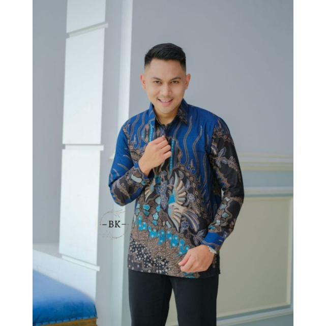 Kemeja Batik Pria Lengan Panjang M L XL XXL Baju Batik Pria Modern Batik Kerja Pria Batik Kantor Pria Seragam Batik