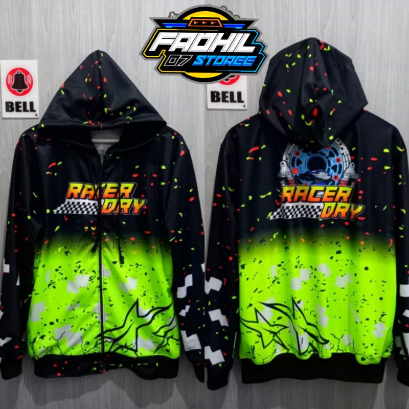 JAKET RACING MANDALIKA/JAKET RACING /JAKET RACING STAR/ BALAP PRINTING  DEWASA PRIA WANITA-Rd hitam stabilo
