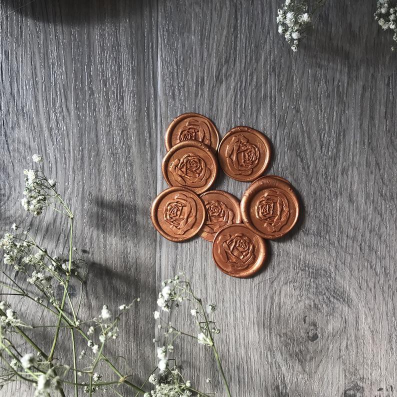 

CS readystock Wax Seals | Rose | Self Adhesive Wax Seal | Wedding Invitations | Envelope Seal