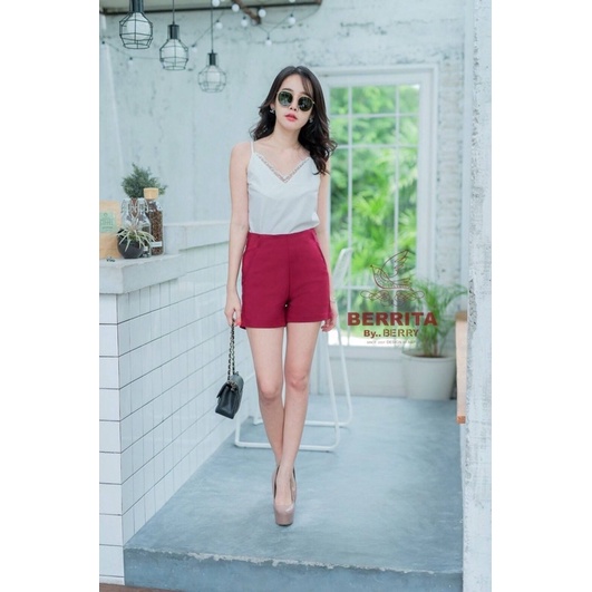 CELANA PENDEK HIGHWAIST BERRITA ZIPPER SAMPING IMPORT BANGKOK (CLBRT005)