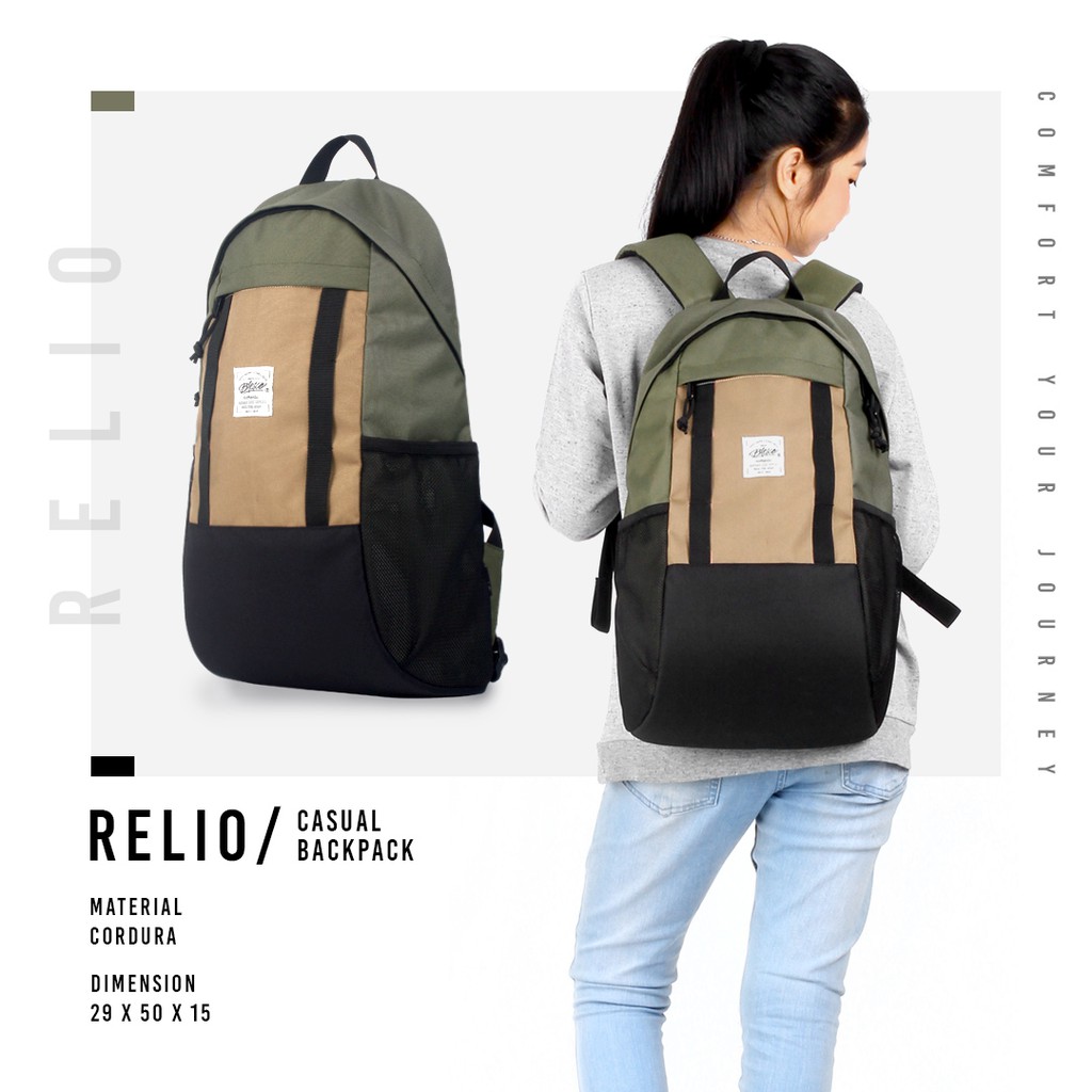 Tas Ransel Wanita Stylish Backpack Warna Olive - Blesco Relio Tas Kuliah Casual Dan Trendy