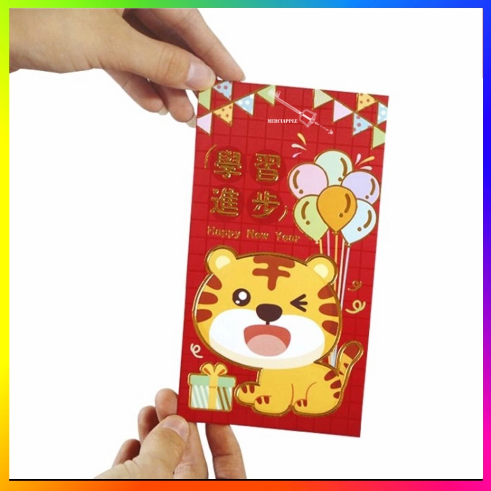 Angpao Imlek Angpau Amplop Imlek 1 SET ISI 6 PCS Angpao Shio Macan Kode 2 - 116 / 2 - 121 / 2 - 125 Ukuran 9 X 17 Amplop Panjang Angpao Macan Angpao Chinese Red Envelopes Angpao Imlek Amplop Kartun Angpao Pendek Tiger Lunar Envelope Amplop Merah Ampau