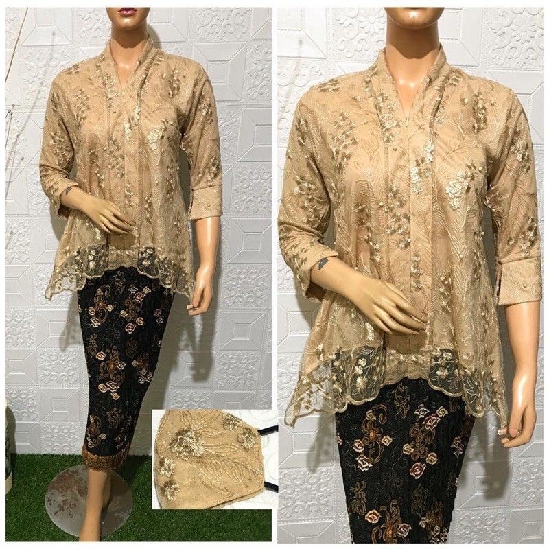 (COD) SETELAN KEBAYA MODERN / KEBAYA TILLE FLOY / KEBAYA WISUDA / KEBAYA AKAD/KEBAYA PENGANTIN/KEBAYA FLOY/KEBAYA TILLE/FLOY TILLE/ATASAN KEBAYA MODERN/BAJU KEBAYA/KEBAYA LAMARAN/KEBAYA KARTINI BY KIRANAOL-Gold