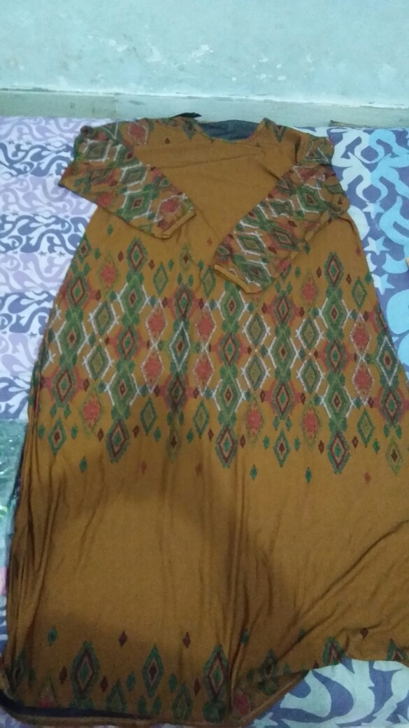 Baju Gamis Batik Jumbo Melar Bahan Calvin Jean Nalika Golden Danar