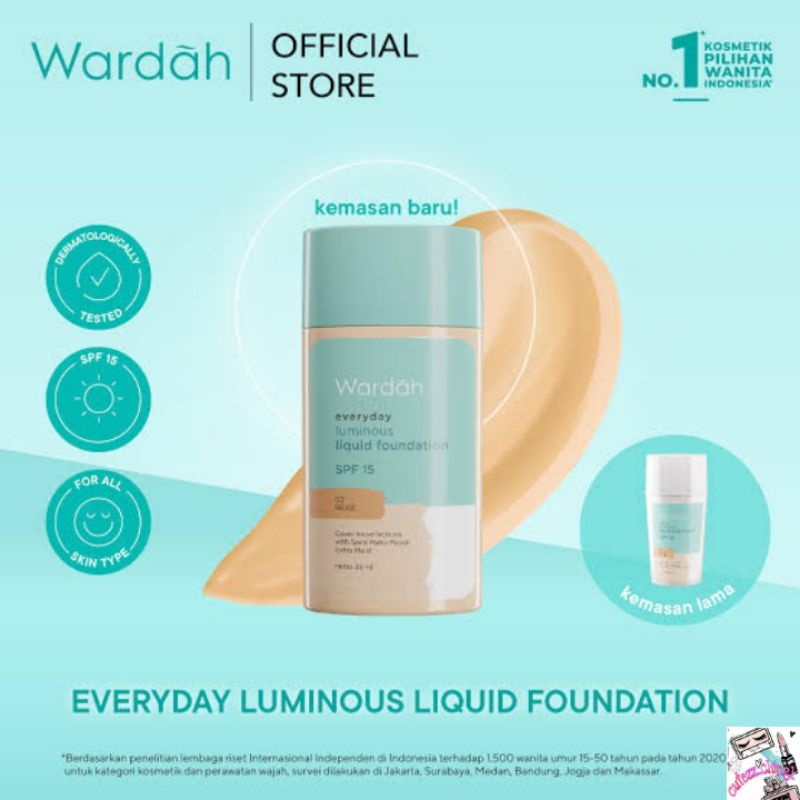 ☃Cutezz_Ching☃Wardah Everyday Luminous Liquid Foundation 40ml - fondation cair dengan hasil matte namun melembabka