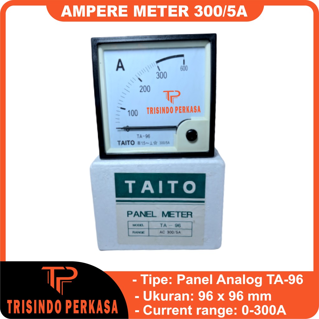 Ampere Meter Panel Analog TA-96 0-300A 96x96 Jarum