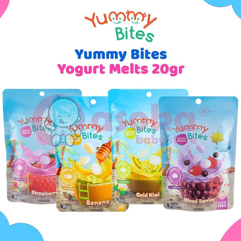 Yummy Bites Yogurt Melt Cemilan Yougurt Anak 20gr Untuk 12 bulan ke atas ASOKA