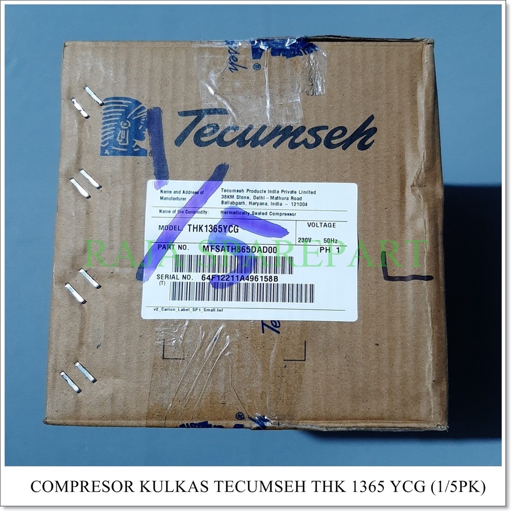 Compressor Kulkas &quot;TECUMSEH&quot; 1/5pk 1365YCG (Harga Sudah Termasuk Packing Kayu)