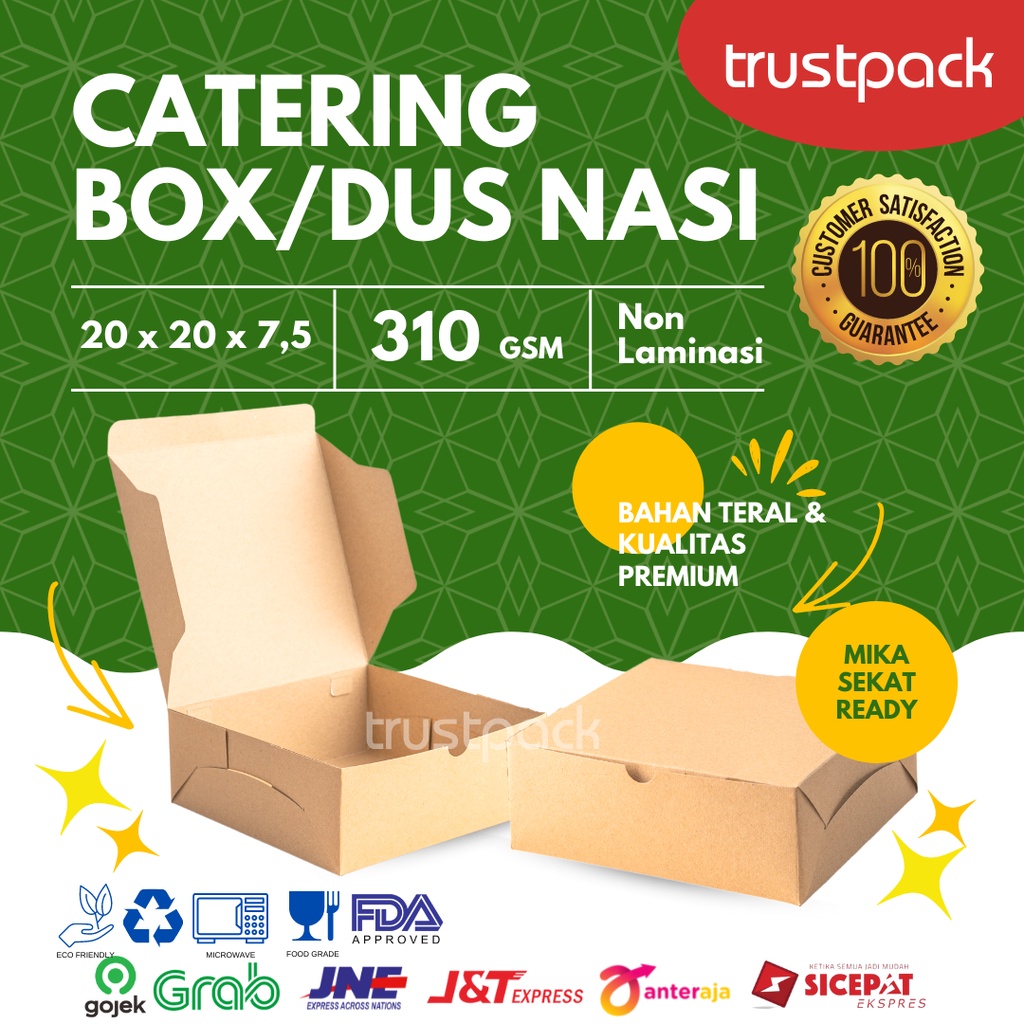 DUS NASI 20x20 KOTAK NASI KRAFT PAPER / COKLAT SUPER TEBAL PREMIUM