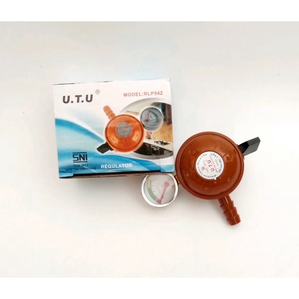 UTU Regulator + Solid Selang 1,8m Bundle (Lapis baja + Pressure Gauge)