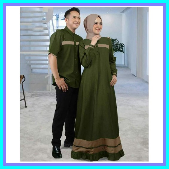 Promo Baju Couple Suami Istri Gamis Couple 2022 Modern Lebaran Ekinian Jumbo Gamis Lebaran Terbaru 2