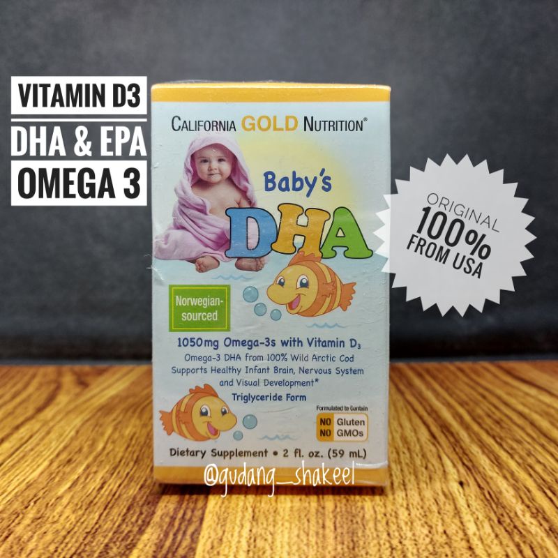 Jual California Gold Nutrition Baby DHA Omega 3 with Vitamin D3 59 ml ...