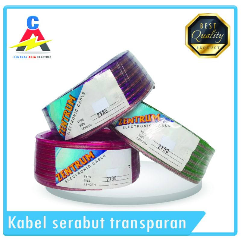 Kabel Listrik Transparan 2 x 30 Serabut (Per Meter) Bahan Super