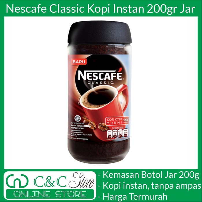 

ge01fgf Kopi Nescafe Classic Jar Lampung Robusta Blend 200 Gr Ds20X11