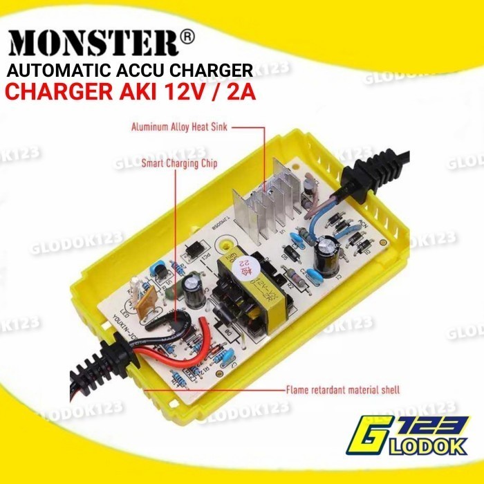 Charger Aki 12V 2A Motor Mobil Charger Portable