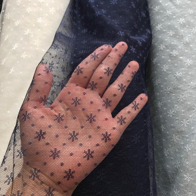 Kain Tile Salju Bintang Tille Dot TULLE SNOW FLAKES Kain Kebaya Brokat Tile-Navy