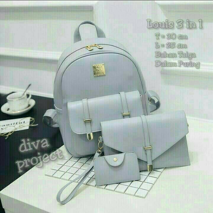 Promo Louis Backpack / Tas Ransel 3in1 / Tas Gendong Wanita Kulit Diskon