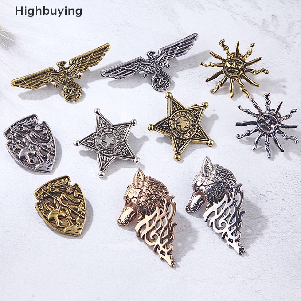 Hbid 1Pc Bros Pin Vintage Desain Kepala Serigala Untuk Aksesoris Kerah Priawanita