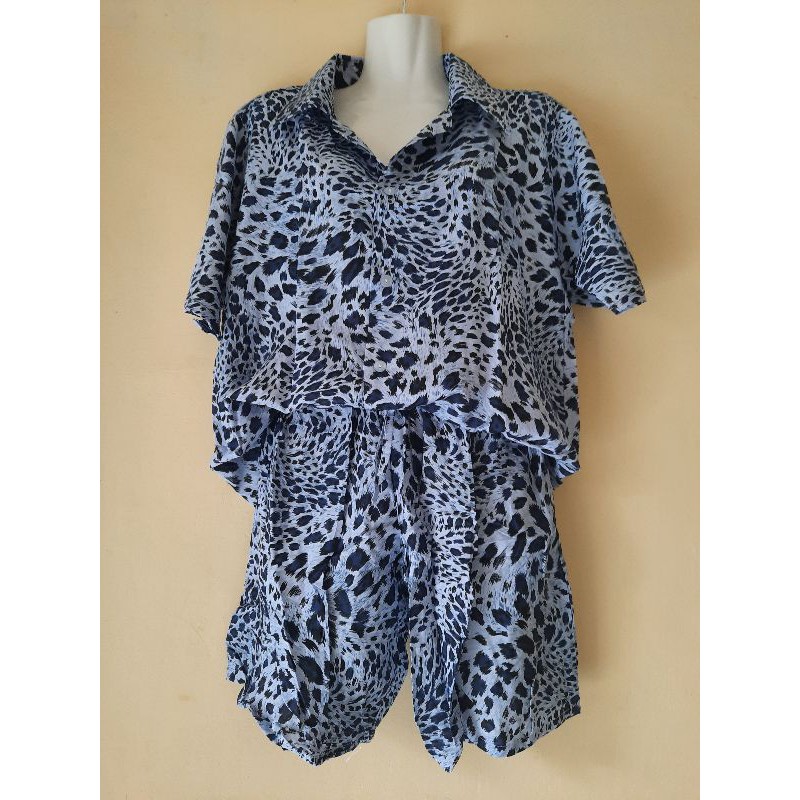 Setelan Leopard / Set Kemeja Macan / Set Kemeja Celana Pendek / Set Kemeja Lengan Pendek
