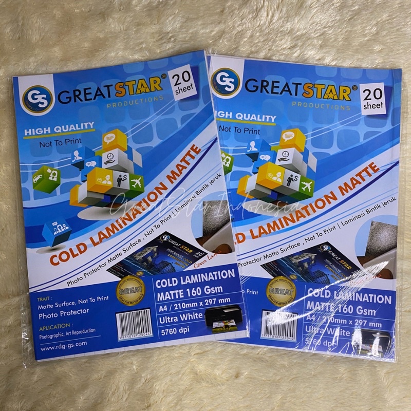 

H7Y Laminasi Dingin/Cold Lamination Mate A4/20 Lembar 160 GSM