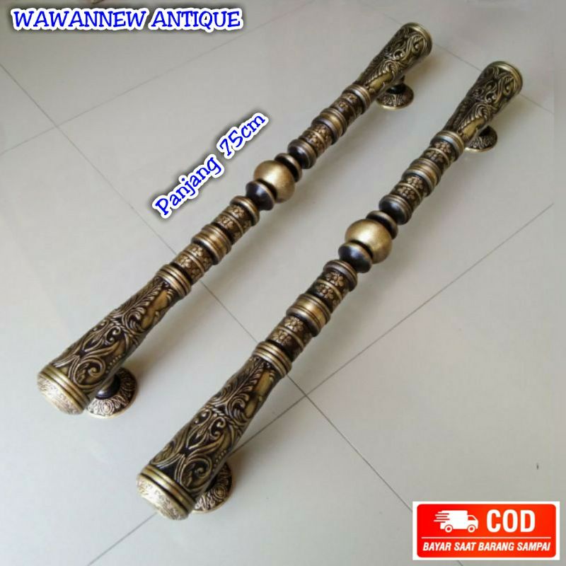 Handle Pintu Rumah Pagar Kuningan Antik Motif Pendopo 75cm