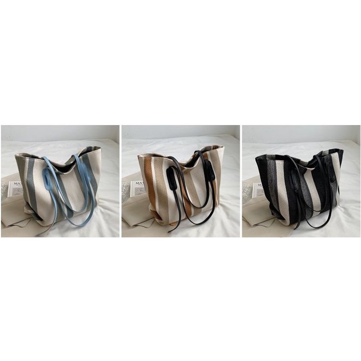 BJ15875 - BLACK/BLUE/KHAKI - TAS BAHU SHOULDERBAG TOTEBAG WANITA MOTIF GARIS FASHION IMPORT MODIS ELEGAN TERMURAH TERLARIS TERBARU BAGSTORE JAKARTA TAS BATAM EL5875 GT1905 BQ3351 CR7772 JT6003