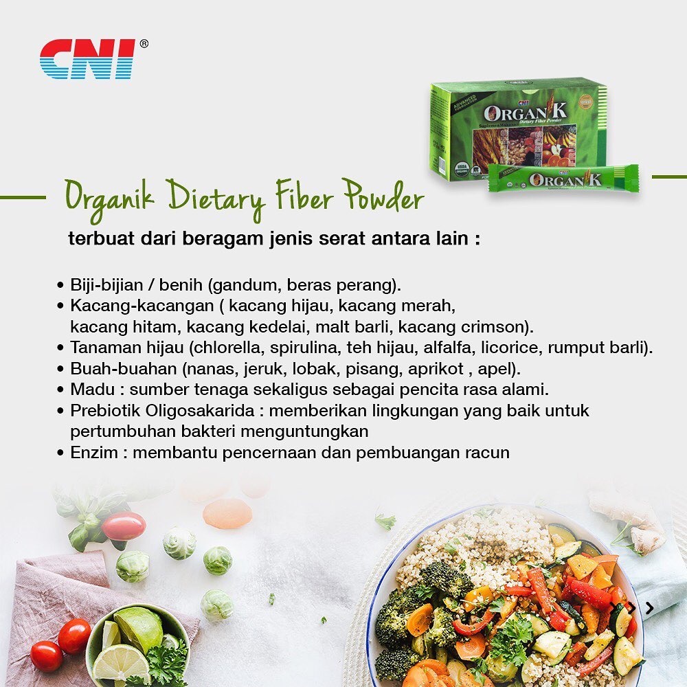 Cni Oganik Fiber Dietary Powder Suplemen Serat Menurunkan Resiko Kolesterol Kegemukan 15 Stik 8gr