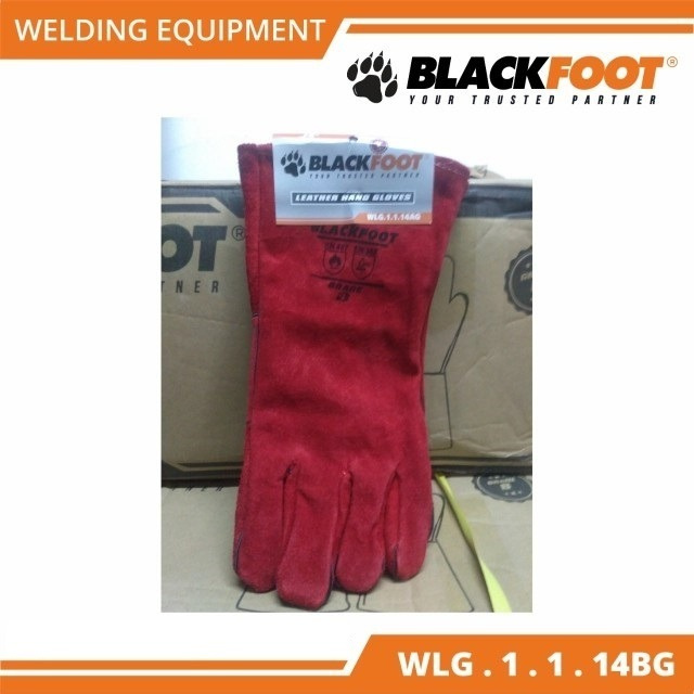 [Merah] Sarung Tangan Las 14&quot; Blackfoot Leather Hand Glove