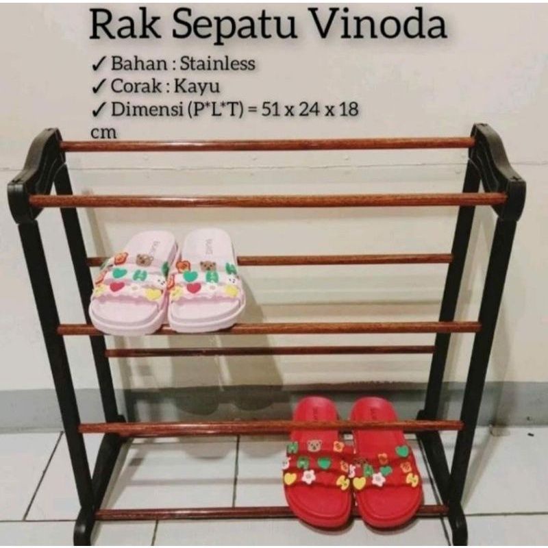 Rak Sepatu Sandal 4 Susun Vinoda Tempat Serbaguna Portable Tempat Alas Kaki