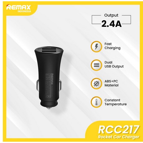 Remax Rocket Car Charger RCC217 2.4ARCC-217 Chargercar charger mobil