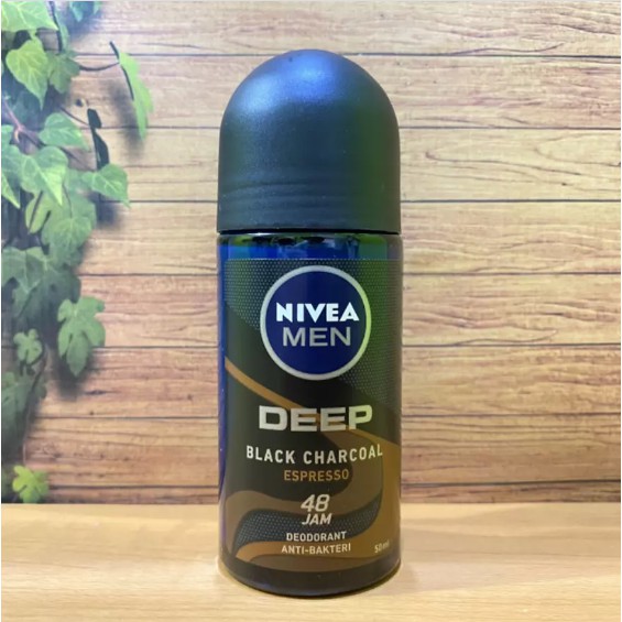 NIVEA MEN Personal Care Deodorant Deep Black Charcoal Espresso 48 JAM Roll-On 50 ml