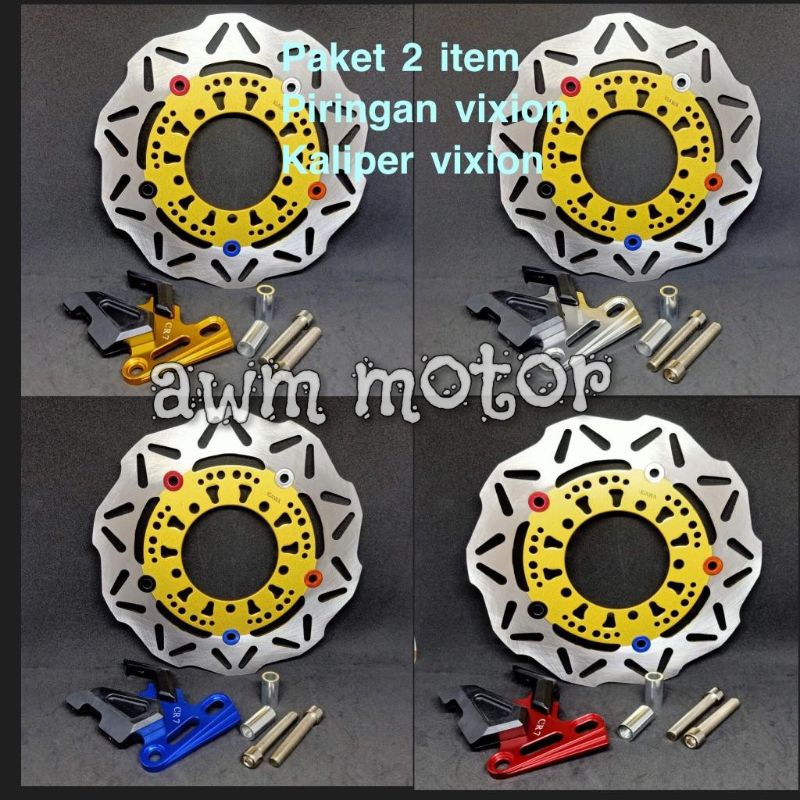 PAKET PIRINGAN DISC CAKRAM  DEPAN VIXION VARIASI + COVER KALIPER MOTOR VIXION NEW- NVL-LAMA