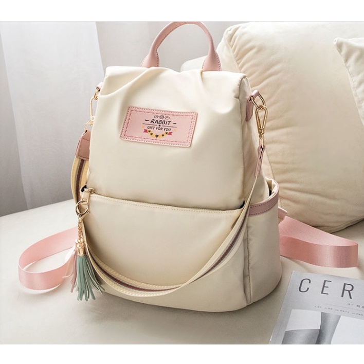 TAS RANSEL WANITA ANTI AIR KREM TA486P3 IMPORT BACKPACK KOREA ROZANA GENDONG PUNGGUNG SEKOLAH FASHION KULIAH KERJA BATAM REMAJA PREMIUM CEWEK MURAH