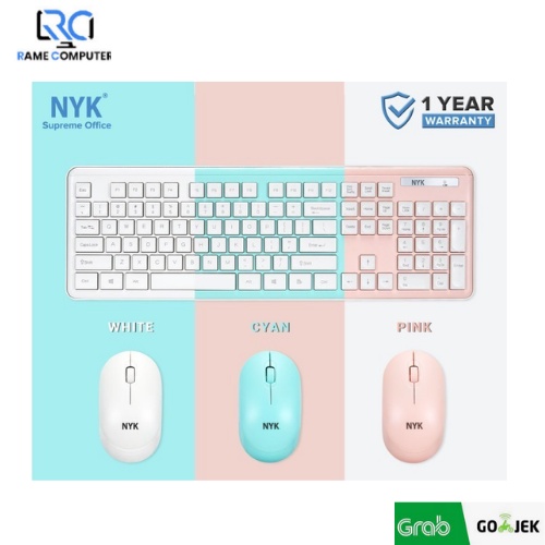 Mouse Keyboard Wireless set NYK PINK K-10 - CYAN