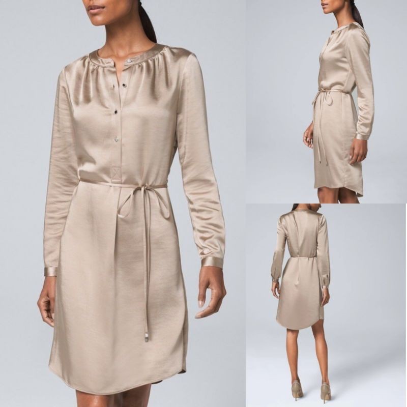 WHBM SATIN SHIRT DRESS