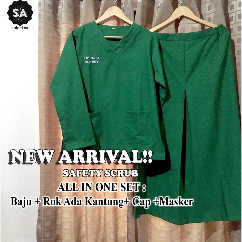 Baju Jaga Setelan ROK / Baju OKA OKA Scrub Dokter Perawat Medis / Lengan Panjang