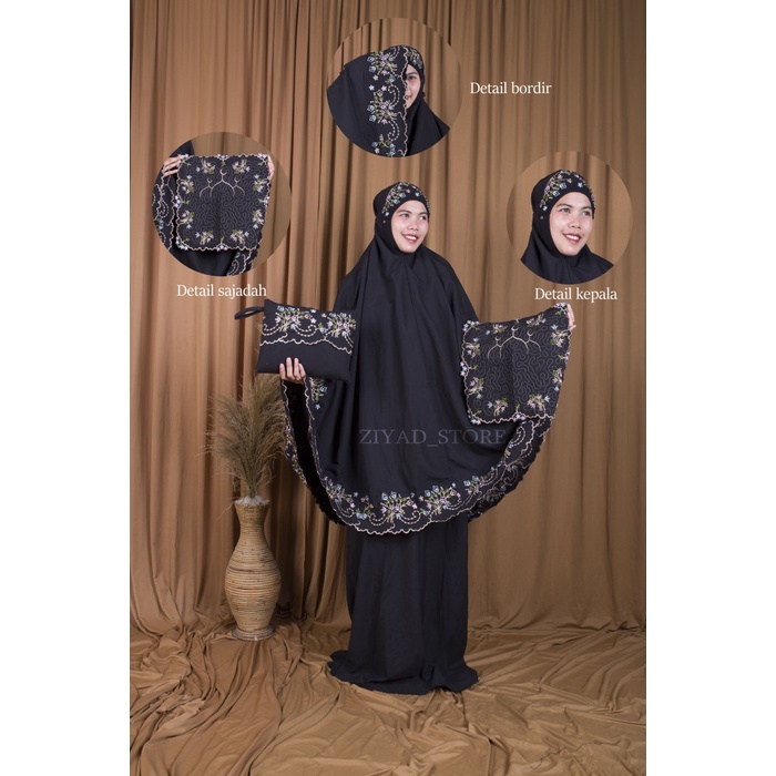 

Hampers kado mukena dewasa siti khadijah ameena free sajadah tasbih - Hitam