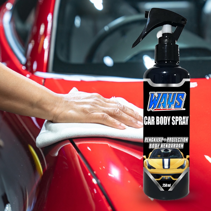 [A030] WAYS Car Body Spray Pengkilap Body Glossy Dashboard Mobil Motor Semi Coating - FREE LAP MICROFIBER 250ml