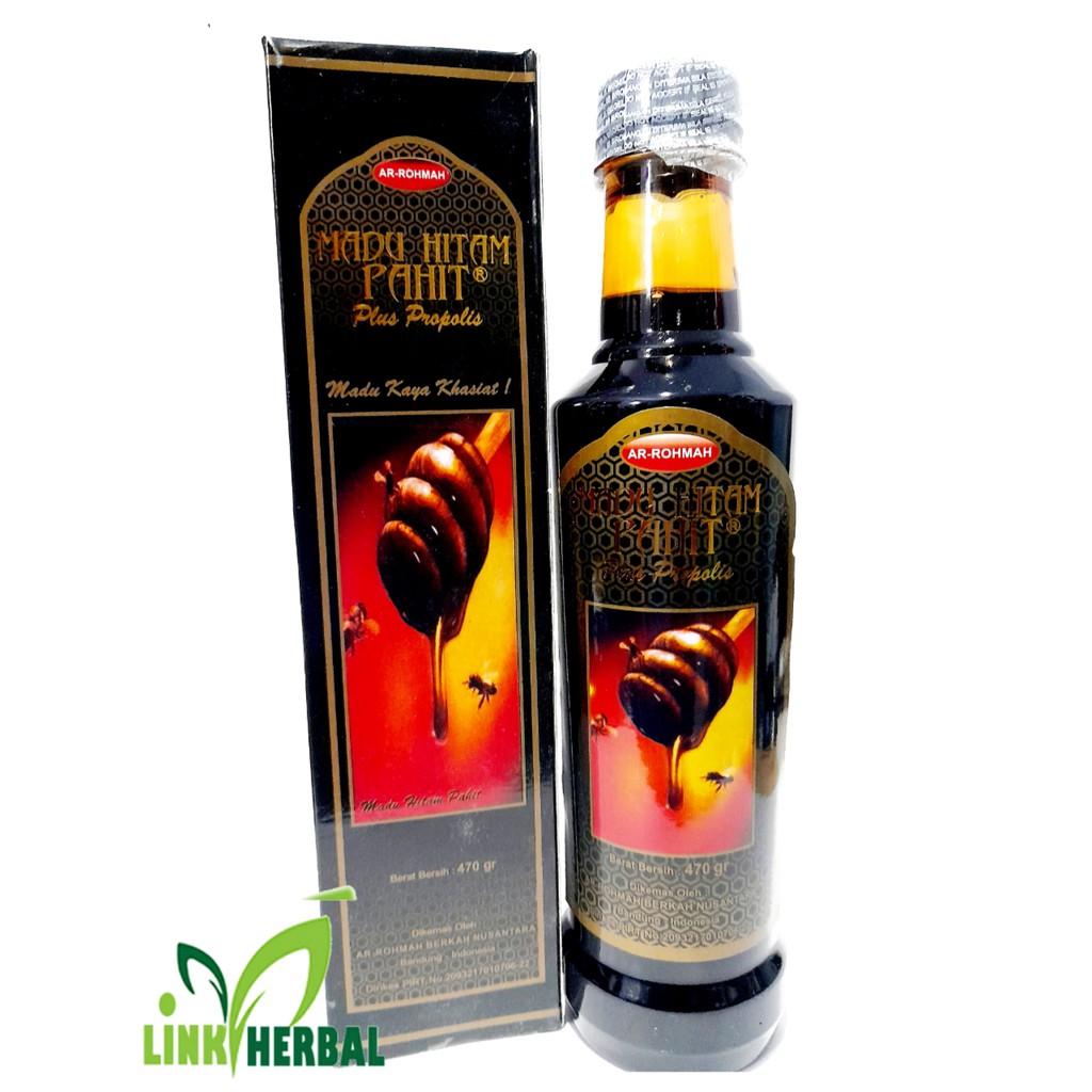 

Madu Hitam Pahit Ar Rohmah Plus Propolis / Madu Hitam Pahit 470gr || Ratu Lebah Madu Hitam Pahit Plus Ekstrak Propolis & Daun Insulin 470gram | Madu Arrohmah