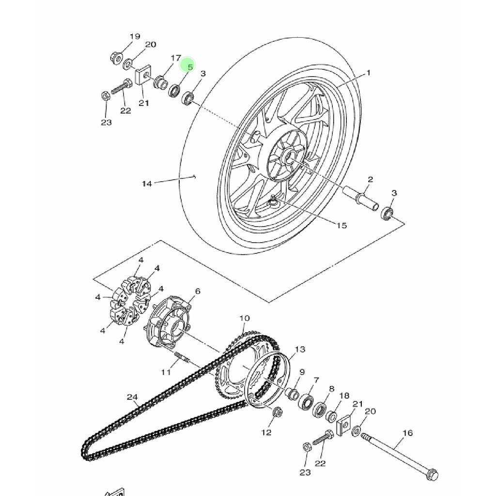 Karet sil seal roda belakang kanan new r15 vva v3 mt15 xsr vixion r 155 ori ygp