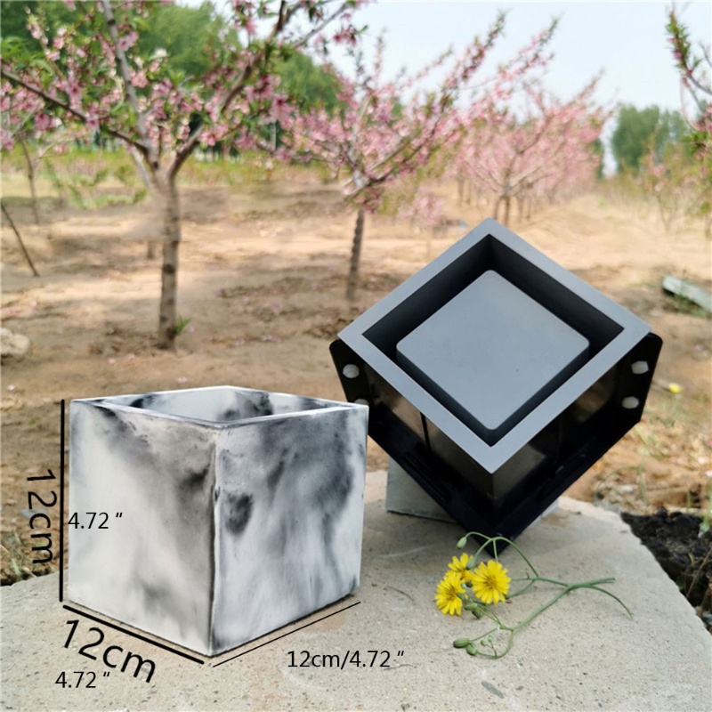 SIY  Large 12cm Square Concrete Flower Pot Silicone Mold Succulent Planter Silicone Mold Homemade Succulent Plant Pot Molds