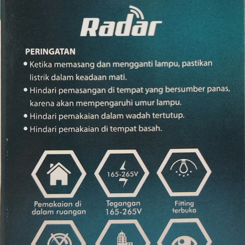 LUBY RADAR LAMPU LED 9 WATT CAHAYA PUTIH SENSOR GERAK OTOMATIS 9W