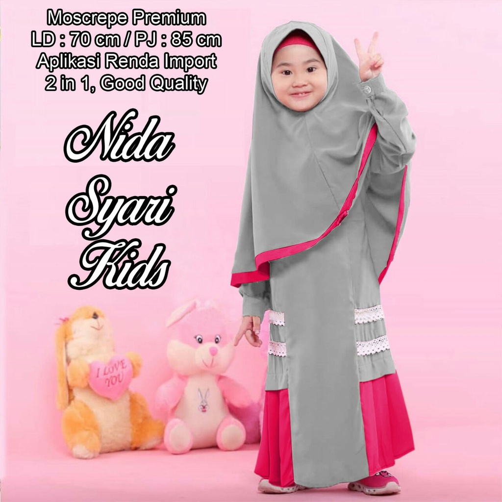 ZAC.COLLECTION // Terbaru  Syari Anak Perempuan Kekinian Viral / Syari Kids Nida - Syari Anak Muslim