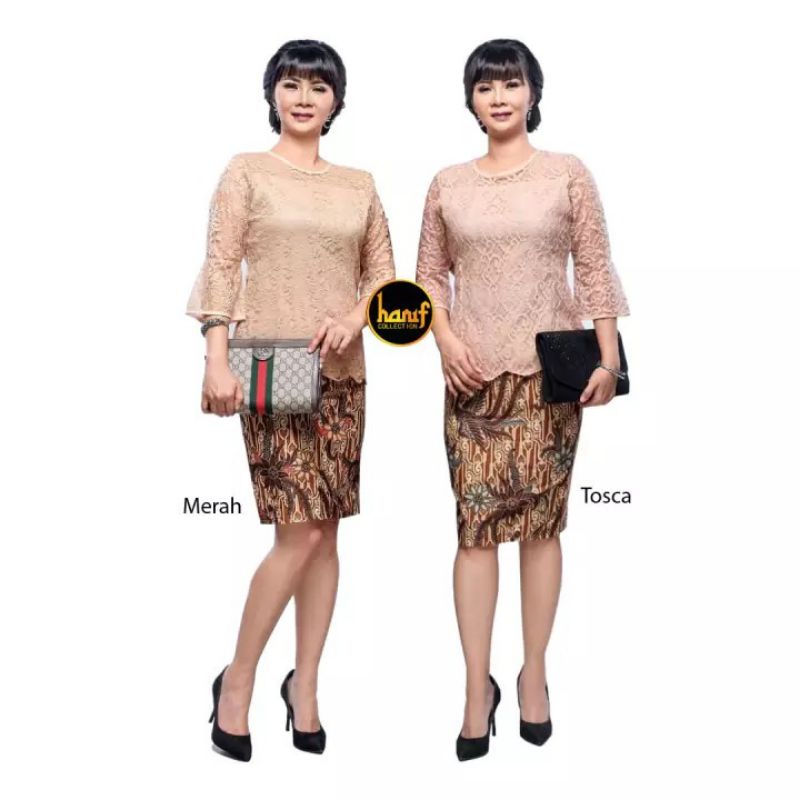 Setelan Rok Blus Batik Olivia Brokat