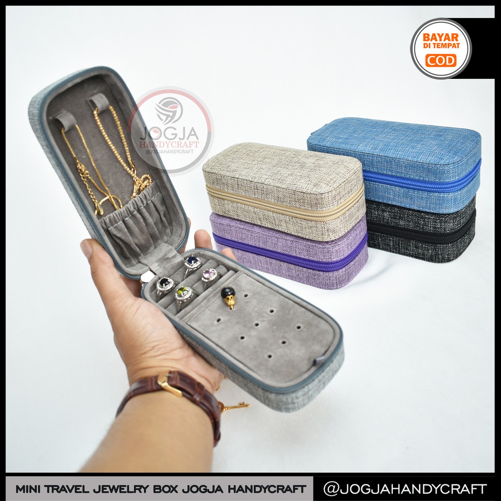 Travel Mini Jewelry Box Tempat Penyimpanan Perhiasan Emas &amp; Aksesoris Kalung, Cincin, Anting, Gelang